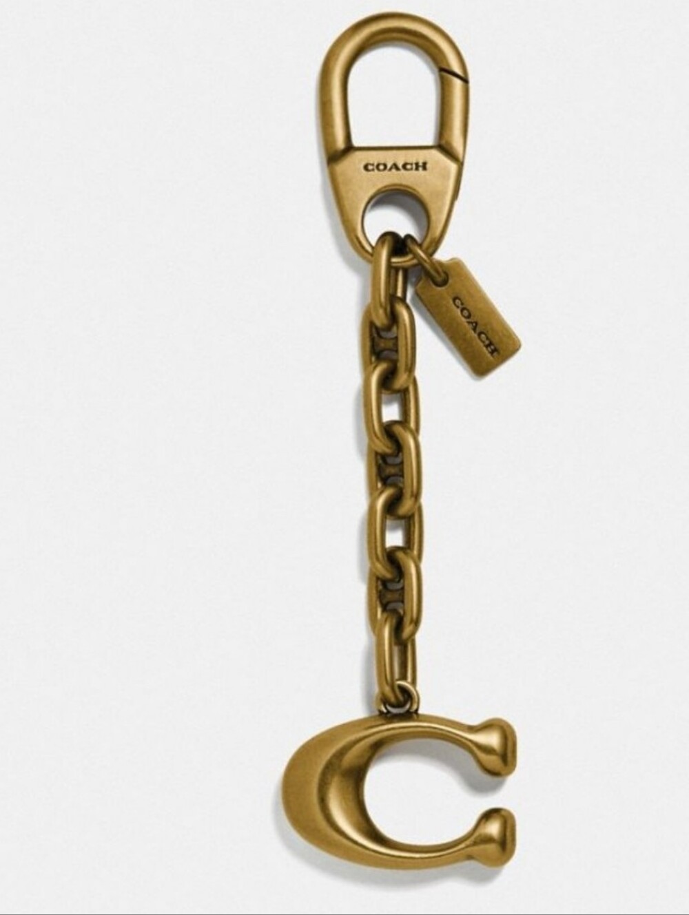 COACH Rare Brass Sig C Logo Keychain Bag Fob Purse Tote Charm 32466 Vintage